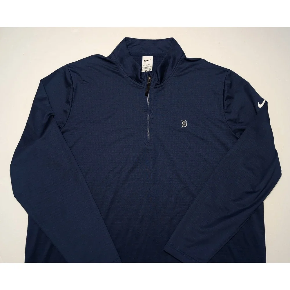 NIKE Detroit Tigers MLB Quarter Zip Pullover Mens XXL Navy Team Issue